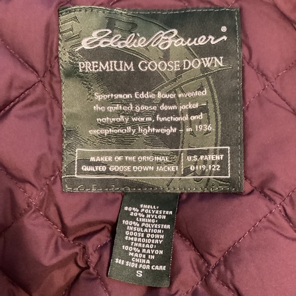 Eddie Bauer Premium Goose Down Quilted Vest Red Size S - Picture 6 of 7